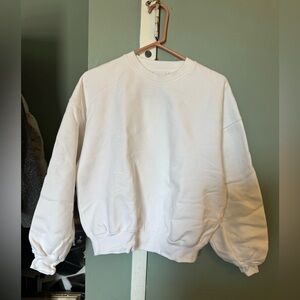Aritzia White Sweatfleece Crew Neck Sweater